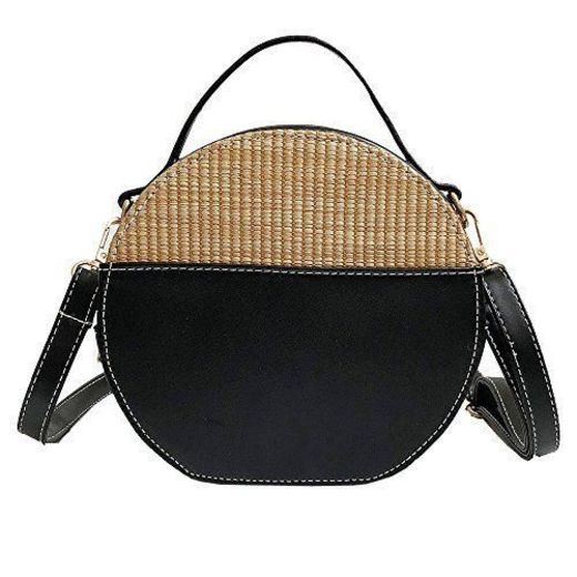 ALIKEEY Vintage Mujeres Ronda Tote Bolsos Crossbody Bolsas De Tejido Simple Bolsa