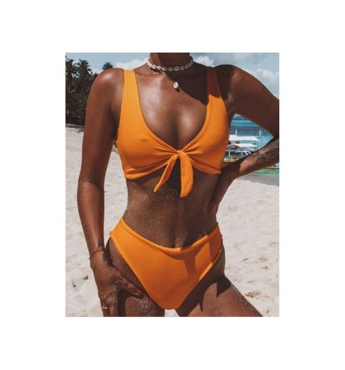 Orange Push Up Bikini Set