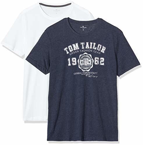 Tom Tailor Doppelpack Basic T-Shirt Camiseta, Azul
