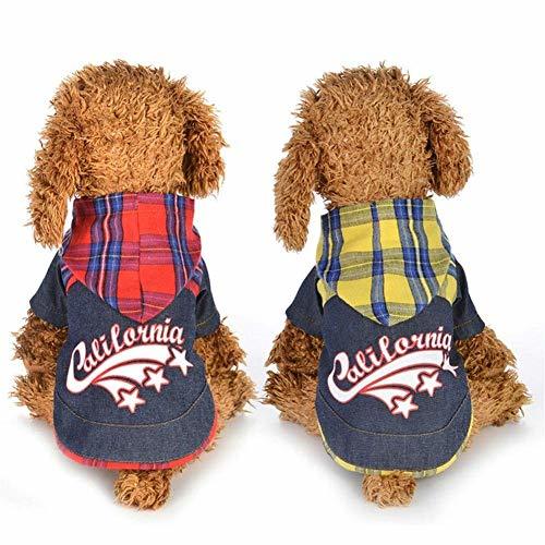 Place CHY Accesorios para mascotas Lovelypet Dogs Plaid Jean Coat Pet Cat Shirt