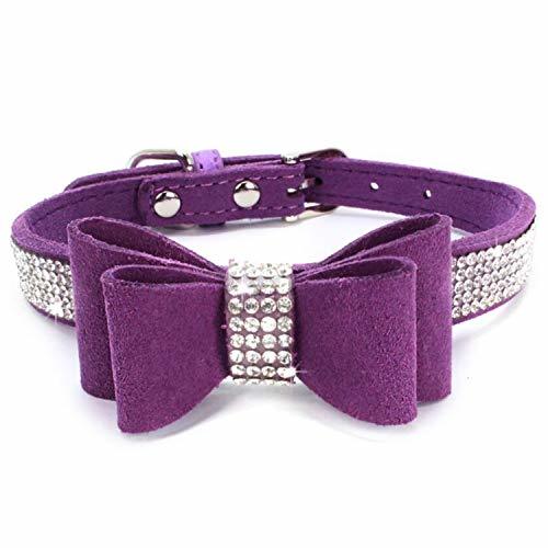 Lugar Collar de Perro pequeño Collar Ajustable del Rhinestone admiten Acessorios Bowknot del