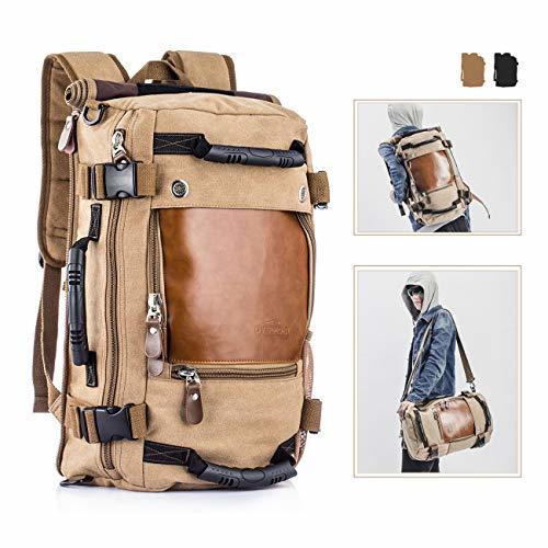 Social Overmont 35L Multifuncional portátil Vintage Mochila Bolsa Macuto de Lona Cuero para