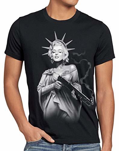 Moda style3 Marilyn Liberty Tatuaje Camiseta para Hombre T-Shirt Miss USA New York,