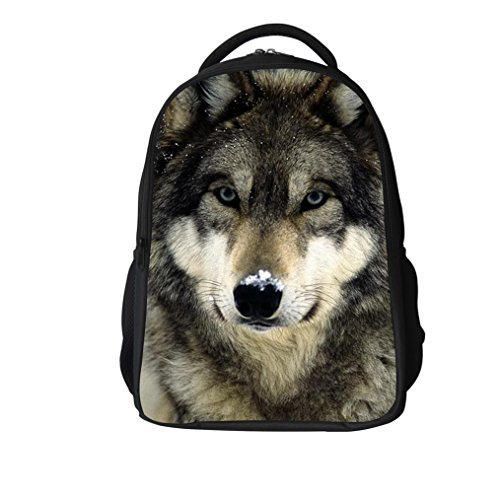 3D Wolf School Backpack para Niños Animal Print Deign School Bag Mochilas
