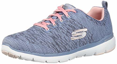 Social Skechers Women's Flex Appeal 3.0-Satellites Trainers, Grey Charcoal Mesh Pink Trim Ccpk