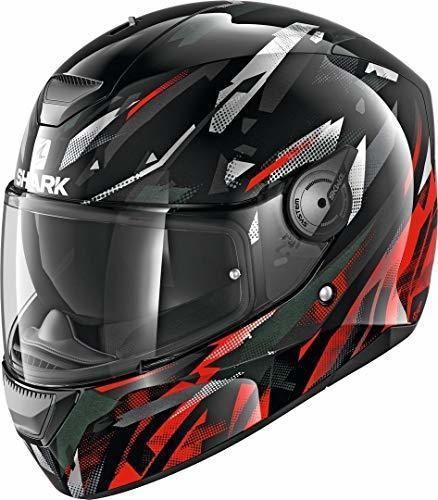 Social Shark Casco integral d-skwal kanhji negro blanco rojo KWR talla M