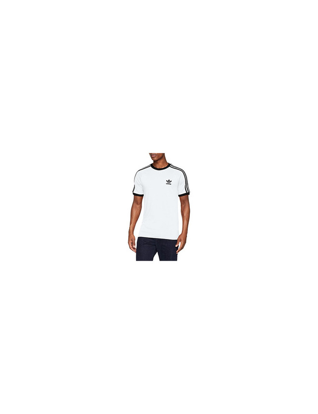 Social adidas Tres Bandas Camiseta de Manga Corta, Hombre, Blanco