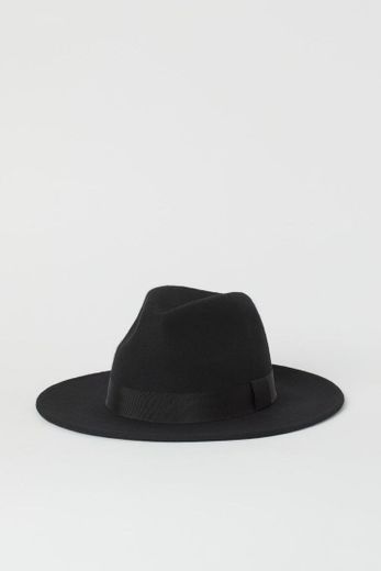 Sombrero en lana de fieltro - Negro - MUJER