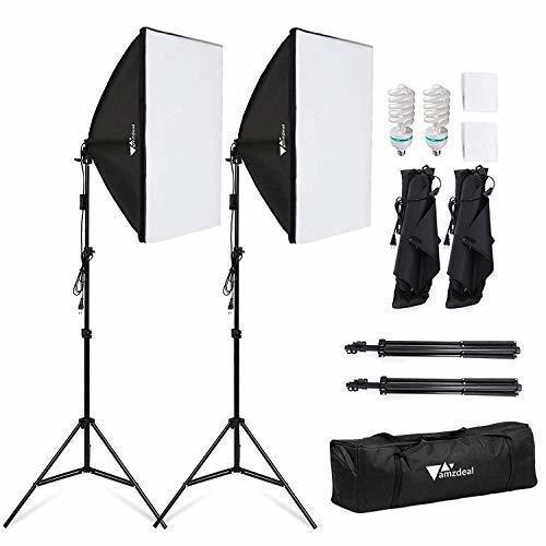 Electrónica Amzdeal Softbox Focos Kit Iluminacion Fotografia con 2 Ventana de Luz 135W