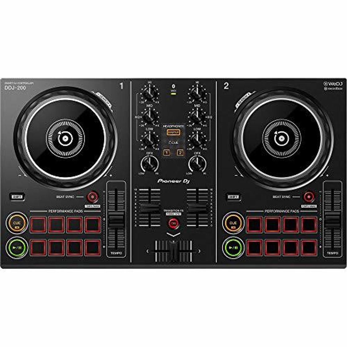 Social Pioneer DDJ-200 - Smart Dj Controller professionale Bluetooth a 2 Canali con