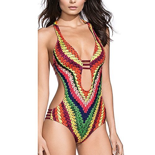 Social DELEY Mujeres Vendimia Floral Print Cuello En V Profundo Push Up Bikini