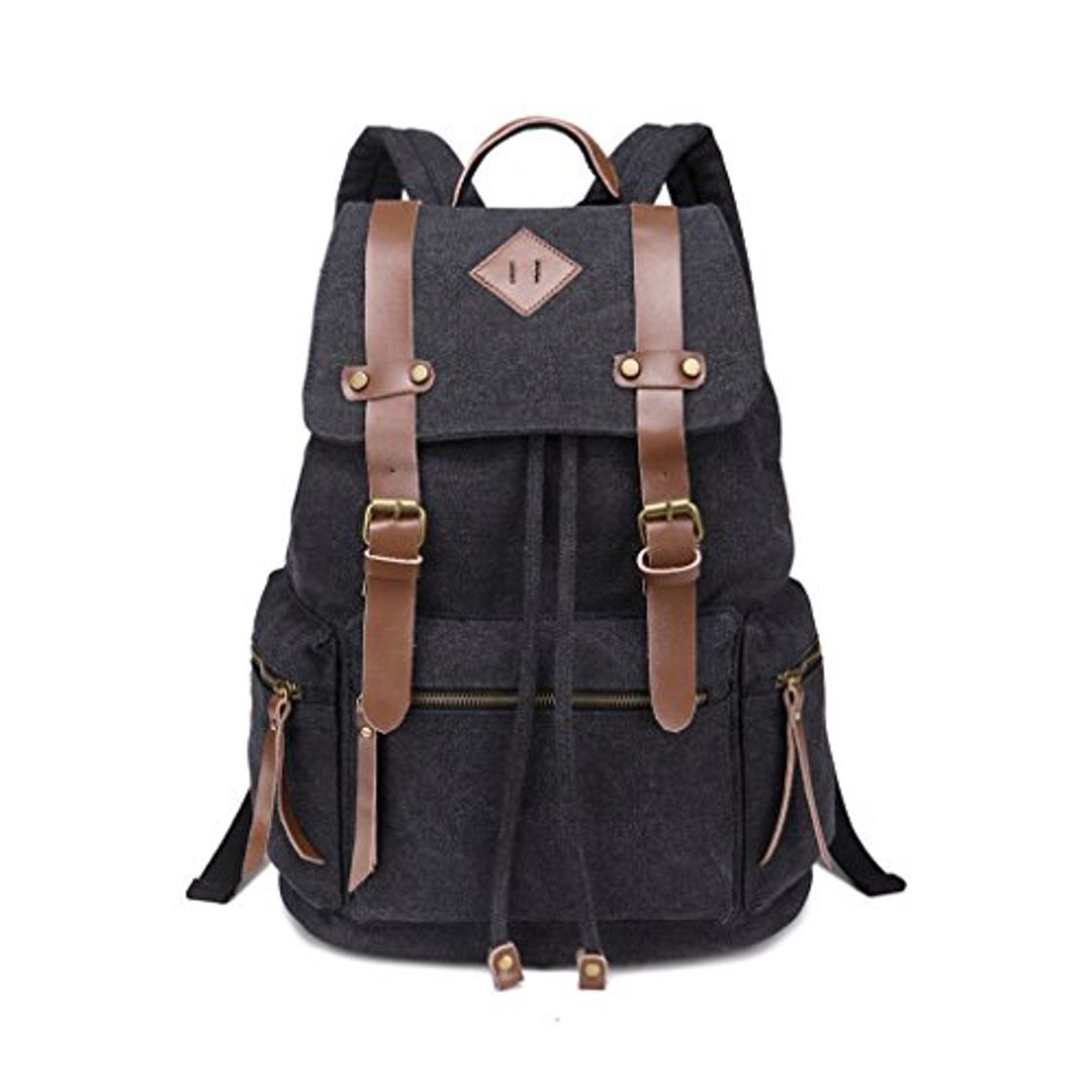 Moda Lifebe BG multifunción unisex vintage lienzo Mochila Mochila de senderismo negro