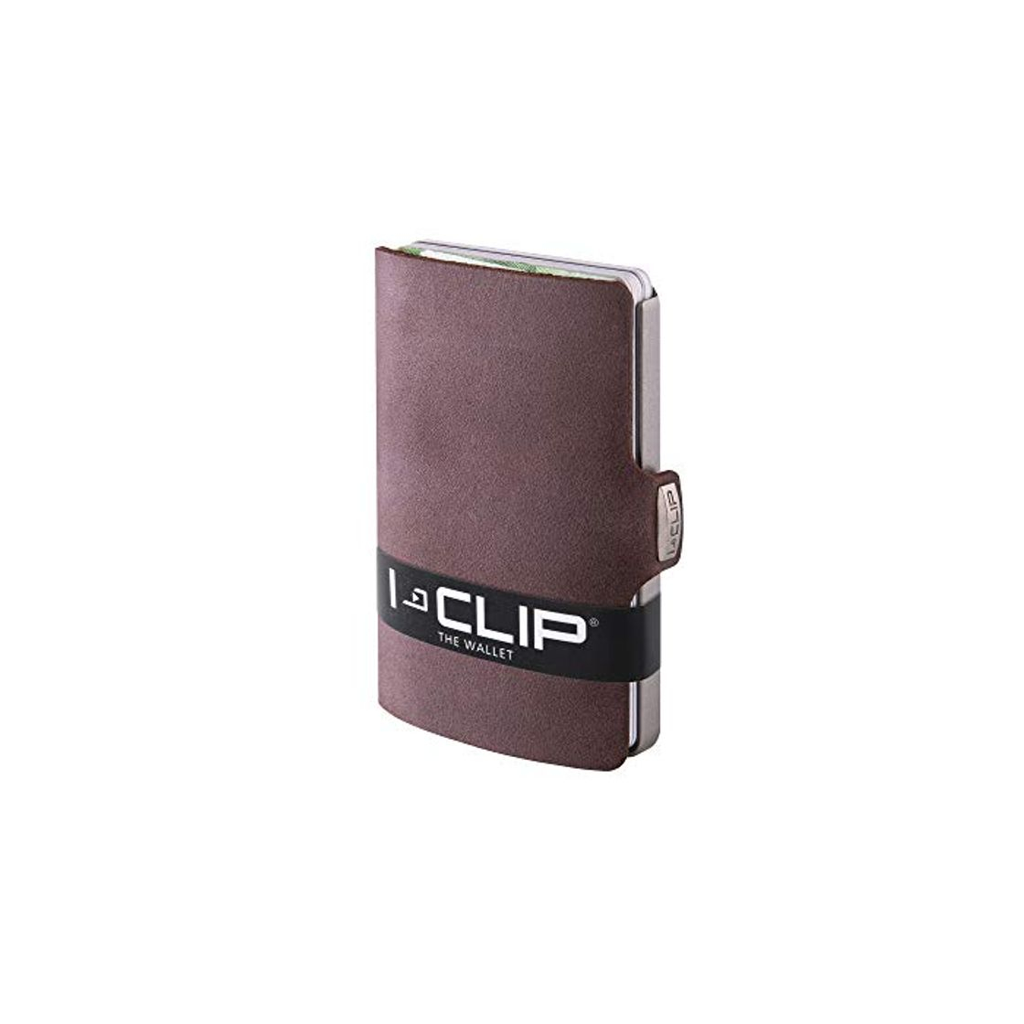 Moda I-CLIP ® Cartera Soft-Touch Marrón, Metallic-Grey