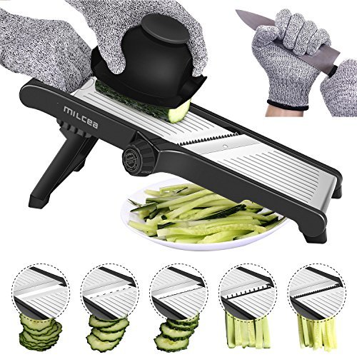 Social Cortador de mandolina de acero inoxidable, cortador de mandolina ajustable para cocina,