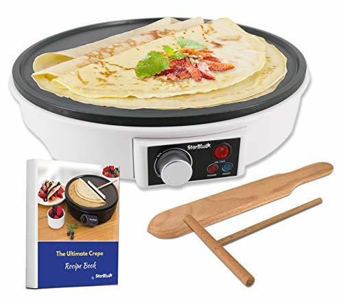 StarBlue Máquina Eléctrica para Crepes de 30.5cm con Espátula de Madera Bandeja