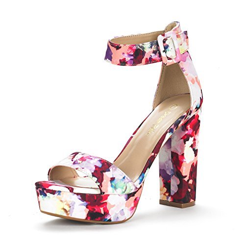 Lugar Dream Pairs Hi-Lo Sandalias de Tacón Alto Pump Plataforma para Mujer Floral