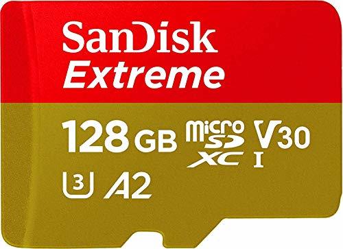 Electrónica SanDisk Extreme - Tarjeta de memoria microSDXC de 128 GB con adaptador SD