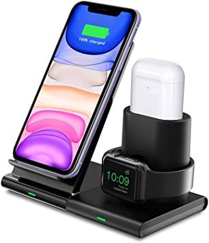 Electrónica MoKo Cargador Inalámbrico Wireless Charger Compatible con iPhone y Apple Watch