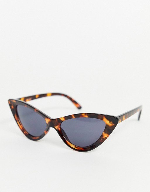 Moda ASOS DESIGN cat eye bevelled sunglasses in dark tort