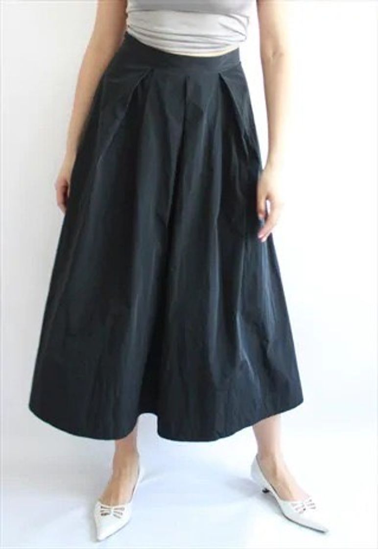 Moda Vintage Black Minimal High Waist Skirt Midi