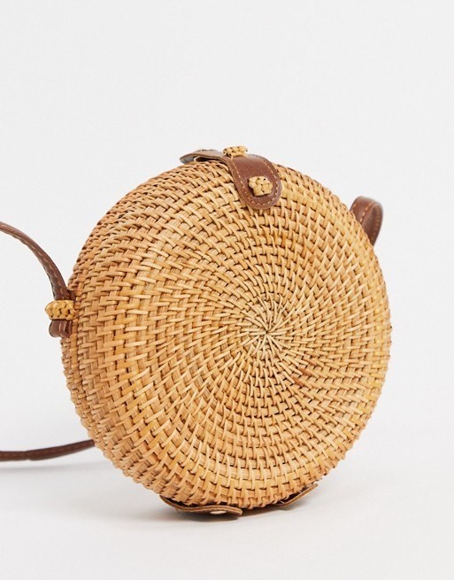 Moda Emma Circular rattan cross body bag