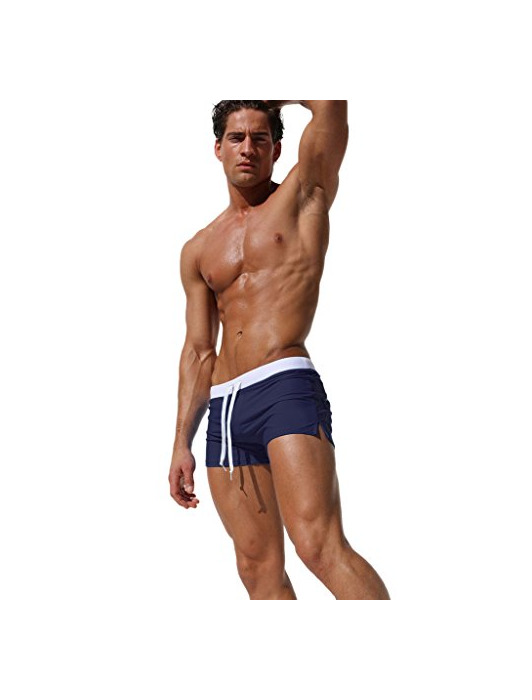 Social Ateid Bañador de Natación Boxer para Hombre Azul Oscuro M