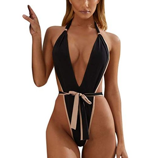 RISTHY Bikini 2019 Mujer Traje de Baño Sexy Serpentina Leopardo Halter Conjunto