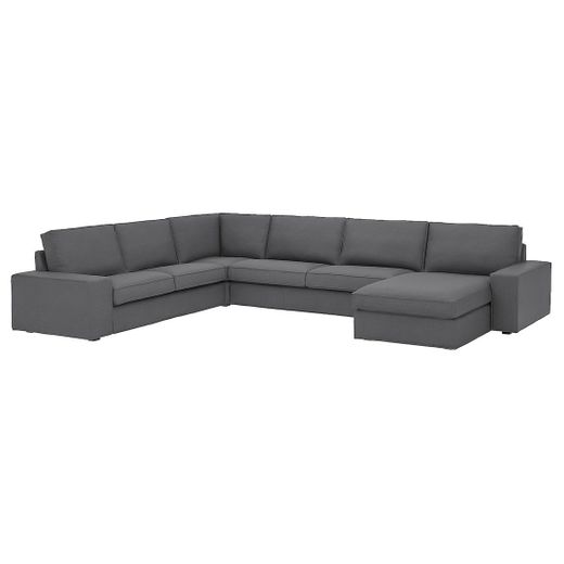 KIVIK Sofá de esquina 6, +chaiselongue/Skiftebo gris oscuro - IKEA