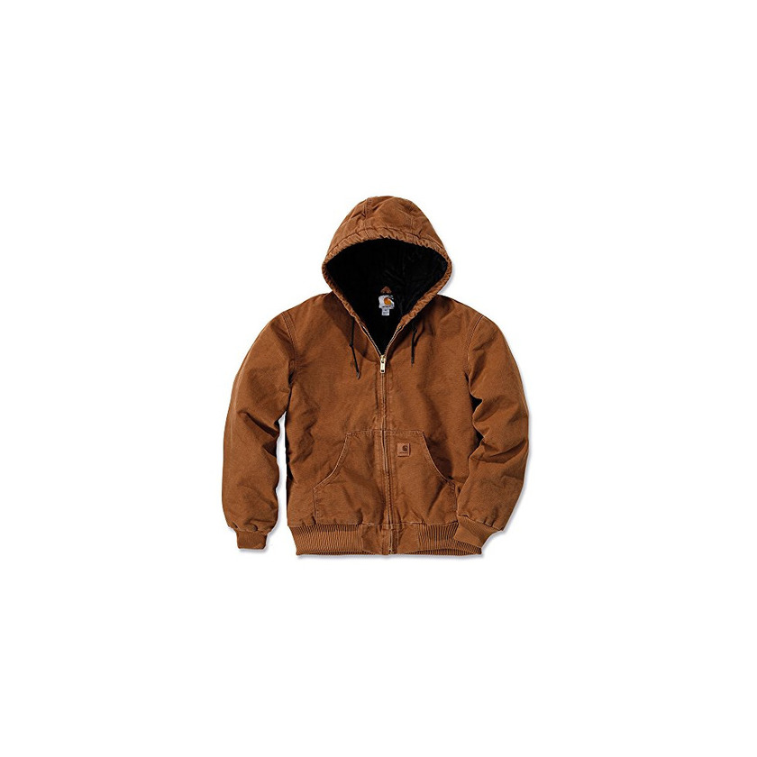 Fashion Chaqueta Carhartt acolchada para hombre, con forro de franela, L, marrón