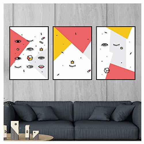 Lugar N/A Modern Abstract Minimalist Yellow Red Eye Canvas Painting Print Poster Picture