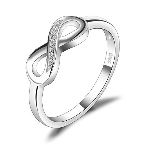 Fashion JewelryPalace Anillo infinito Amor Eterno de Circonia Cúbica Aniversario Promesa de Plata