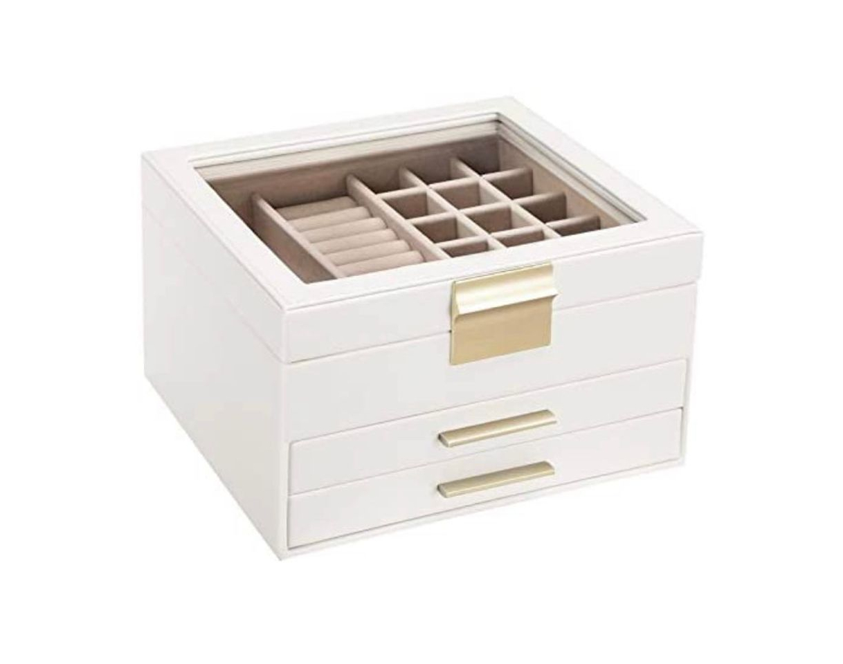 Social Caja de joyas con tapa de cristal 