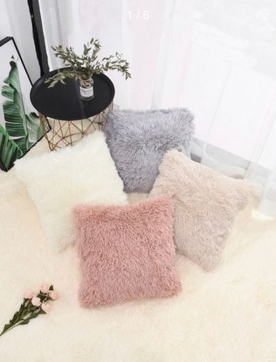 Solid Fuzzy Cushion Cover 1pc