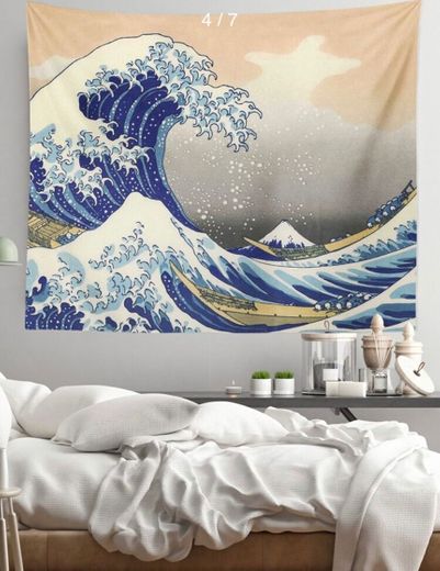 Tapiz con estampado de La gran ola de Kanagawa
