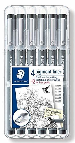 Social Staedtler 308 SB6P - Rotuladores Fineliner Pigment Liner, estuche con 4
