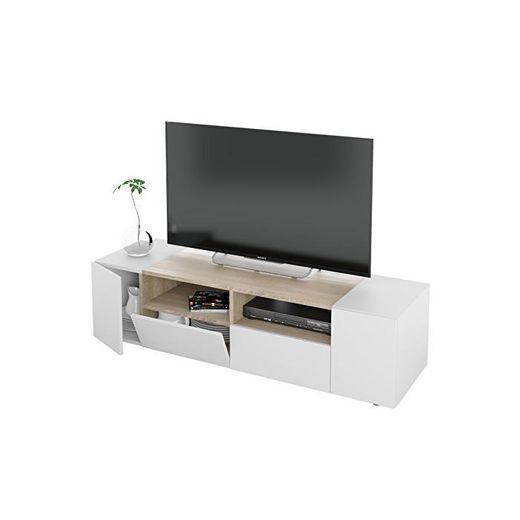 Habitdesign 0F6624A - Mueble de Salon, modulo Comedor Tamiko, Acabado Blanco Artik