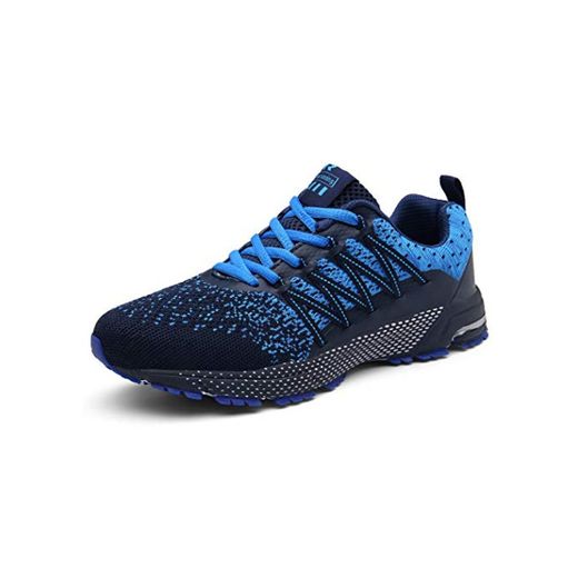 SOLLOMENSI Zapatillas de Deporte Hombres Running Zapatos para Correr Gimnasio Sneakers Deportivas Padel Transpirables Casual Montaña 47 EU A Azul