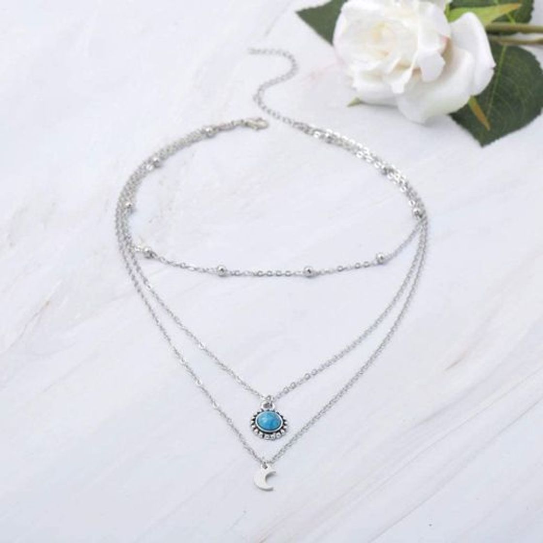 Social Jovono Collar Bohemio Multi Capa con Luna Piña para Mujeres y Niñas