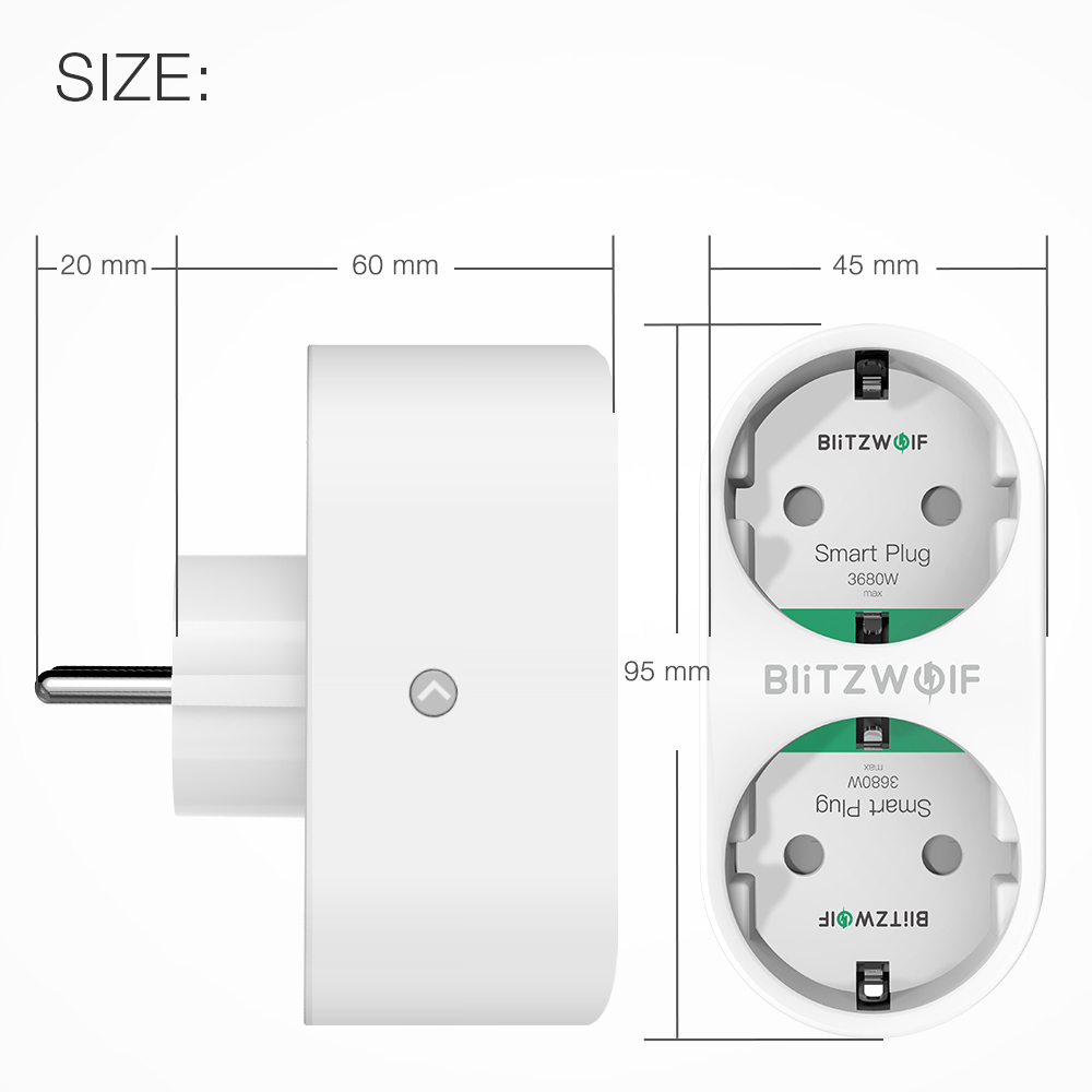 Products Tomada dupla inteligente BlitzWolf® BW-SHP7 16A 2 IN 1