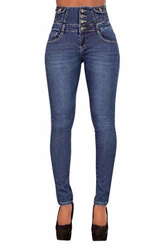 Glook Mujer Pantalones Vaquero Skinny Push Up Pantalones Elástico Jeans Cintura Alta