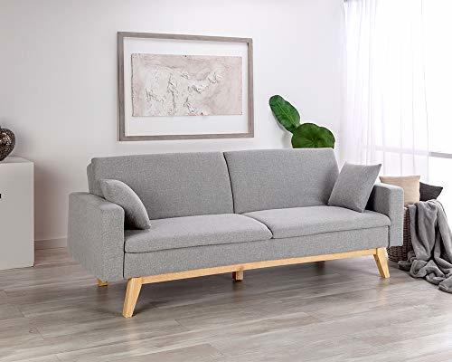 Social Don Descanso, Sofá Cama 3 plazas Reine, Tapizado en Tela, Color Gris