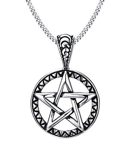 VNOX Pentagram del Acero Inoxidable de la Estrella de la Familia Collar