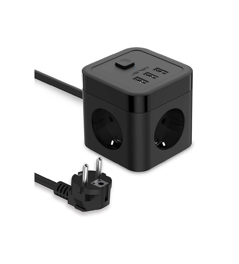 Products Cubo com 3 tomada elétricas e 3 USB cabo 1