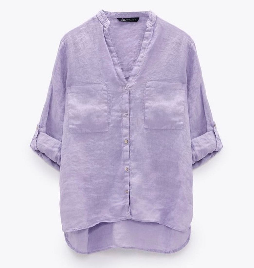 Fashion Blusa lino violeta ZARA 