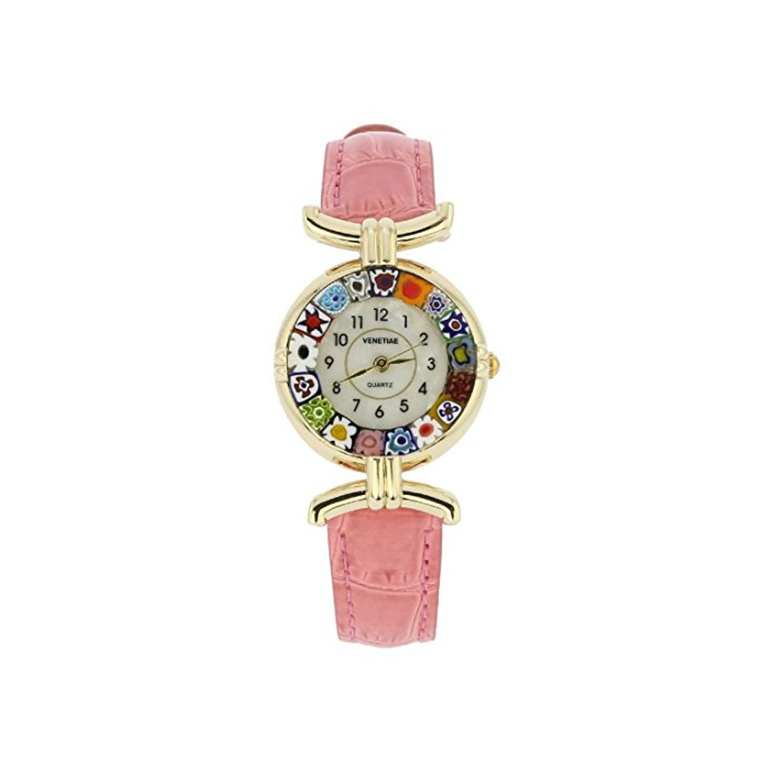 Fashion Murano Glass Millefiori - Reloj con Correa de Piel