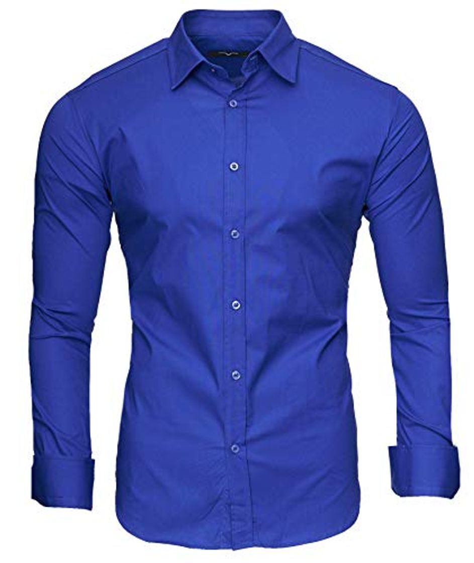 Fashion Kayhan Uni Hombre Camisa Slim fit, Blue