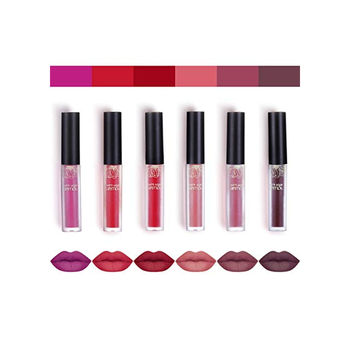 Social Luckyfine 6 Piezas Lápiz Labial Líquido Mate de Larga Duración Kit de