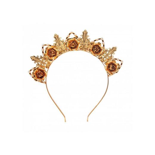 GOLD ROSE & PEARL CROWN HEADBAND