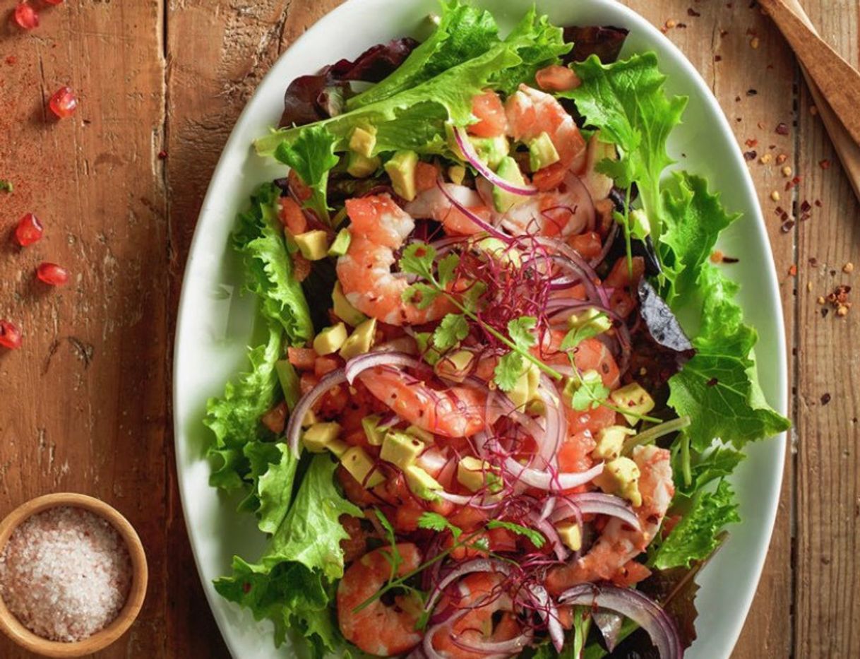 Social Ensalada de ceviche de langostinos y cebolla 