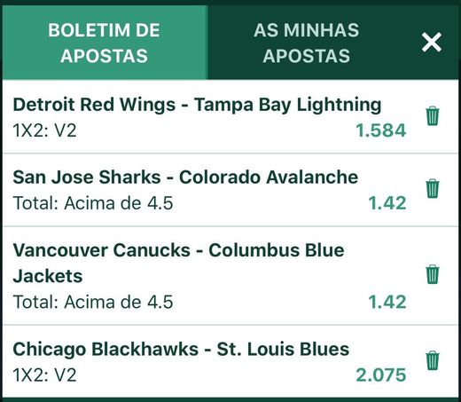 Combinada odd 7 🏒NHL